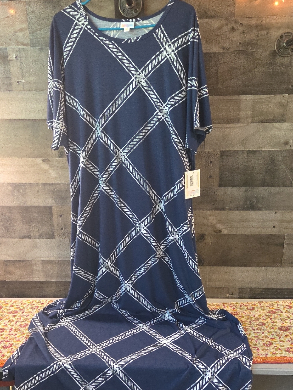 Lularoe Navy Blue Geometric Maxi Dress Maria 3x